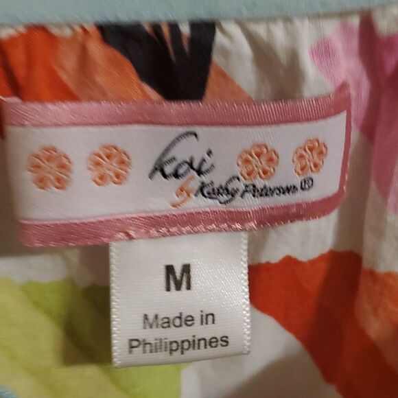 Koi M Bright Multicolored Floral Scrub Top .. - Picture 2 of 8